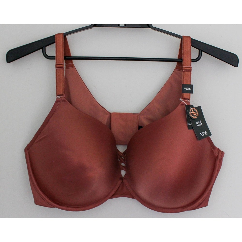 Torrid Curve Bra Size 46DDD Toffee Brown Back Smoothing Push-Up Plunge Underwire
